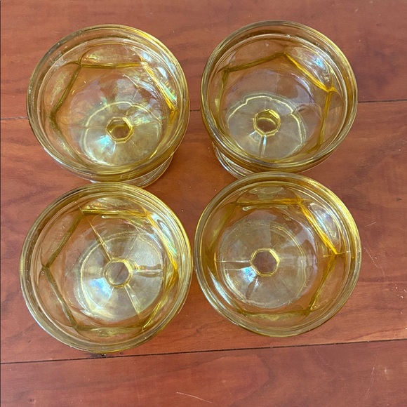 Vintage Amber Glass Dessert Cups Set of 4 | Pedestal Sherbet Bowls | MCM - Picture 2 of 6